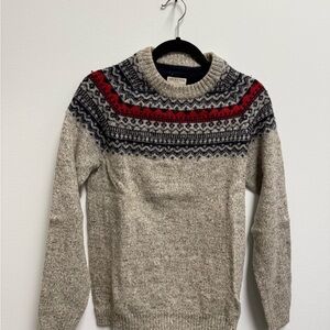 J. Crew Beige Sweater with Red and Blue Accents
